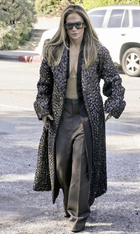 Jennifer Lopez Turns Heads In Sheer Bodysuit And Sequin Overcoat See