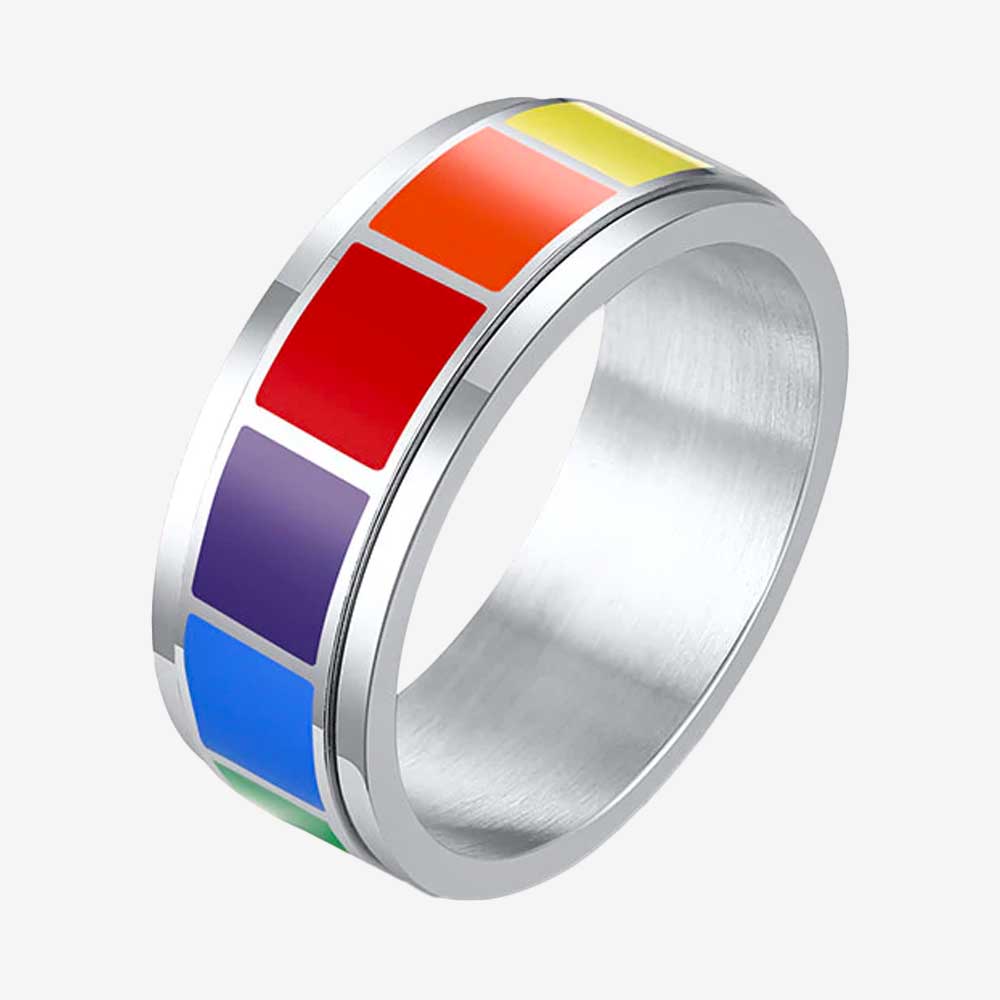 Unisex Rainbow Spinner Anxiety Ring