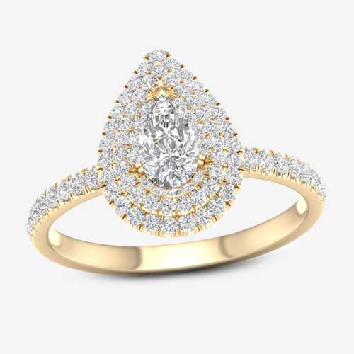 Pear-shaped 14K Yellow Gold Diamond Engagement Ring