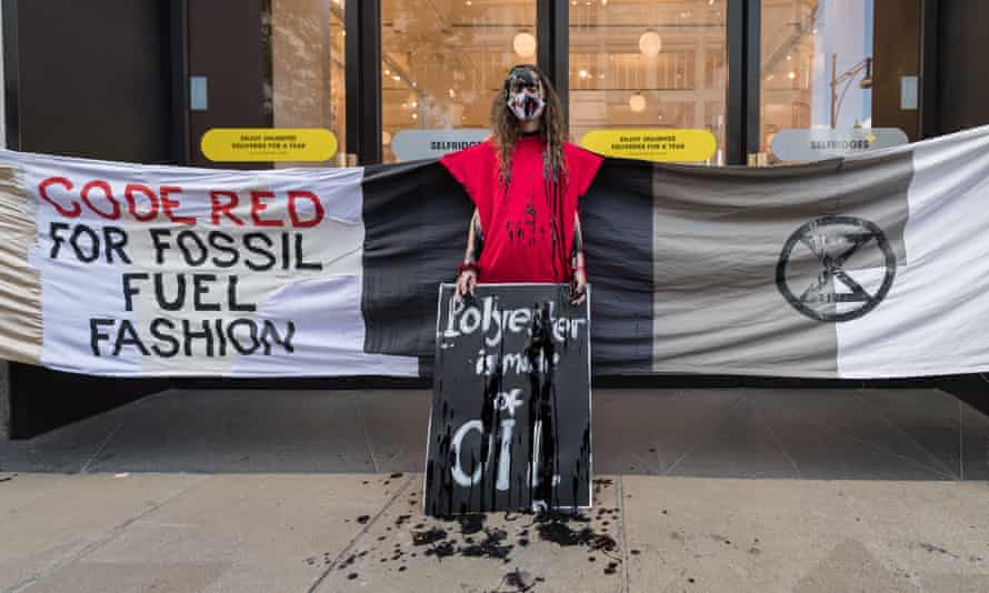 Extinction Rebellion protest against fossil-fuel fashion in London