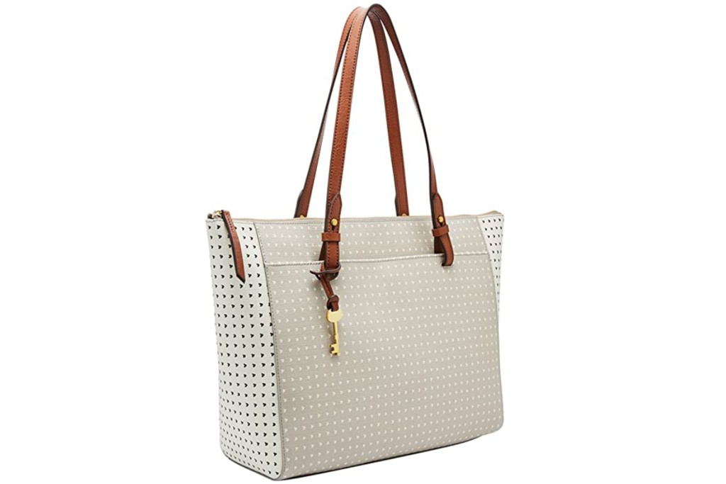 Fossil Rachel Tote, ivory with brown straps