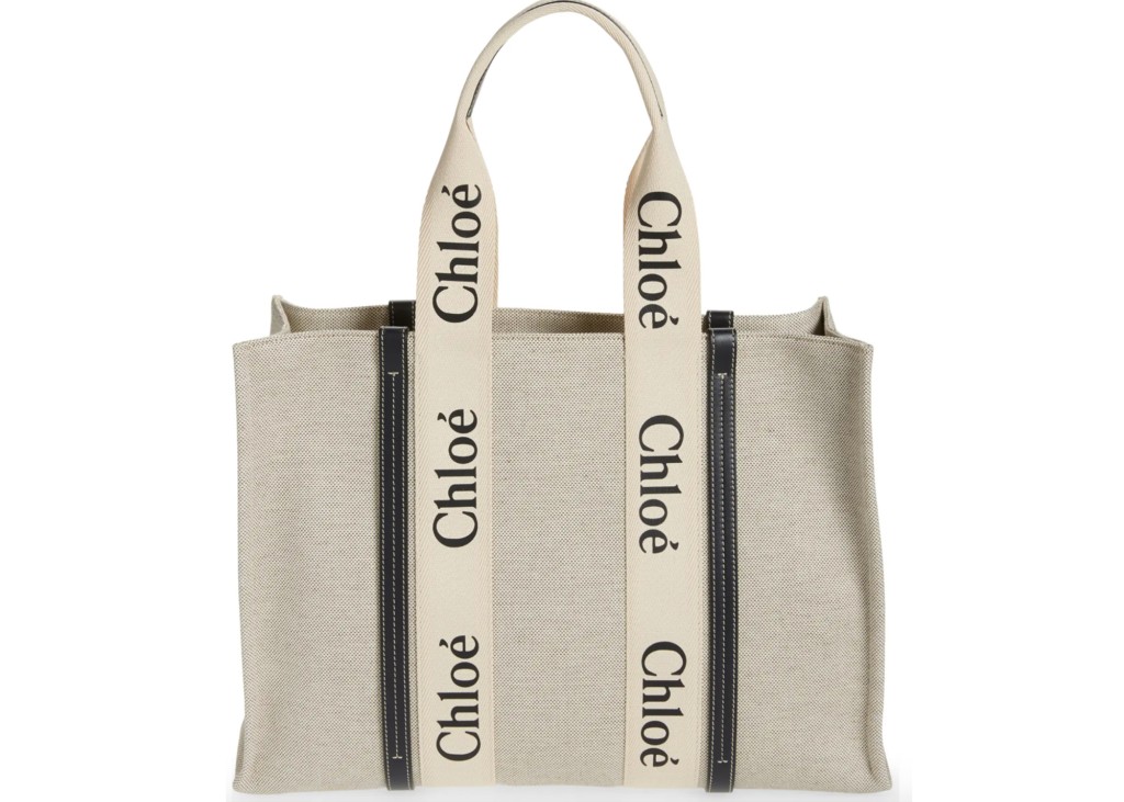 Chloé Large Woody Logo Strap Canvas Tote