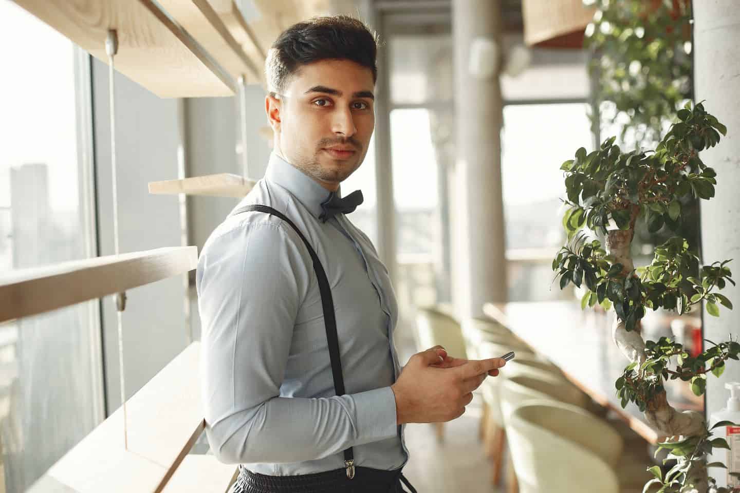 Man Wearing Suspenders