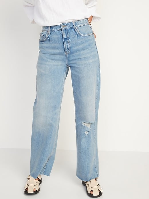 Old Navy Extra High-Waisted Sky Hi Ripped Wide-Leg