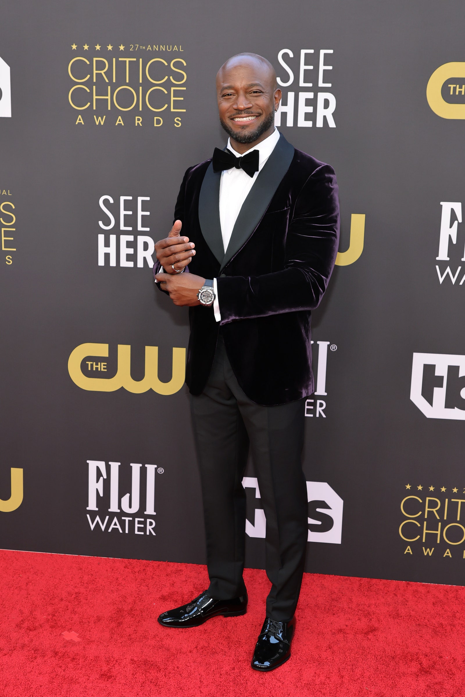 Taye Diggs tuxedo critics choice awards red carpet