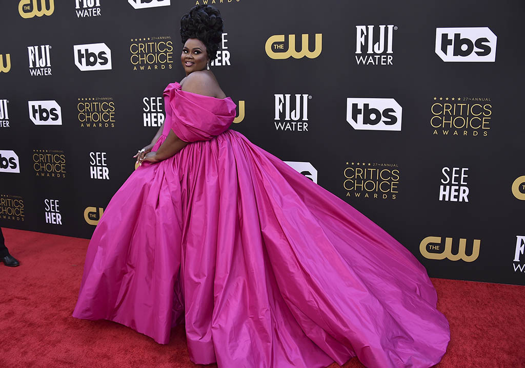 Nicole Byer arrives at the 27th annual Critics Choice Awards on Sunday, March 13, 2022, at the Fairmont Century Plaza Hotel in Los Angeles. (Photo by Jordan Strauss/Invision/AP)