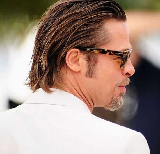 Brad Pitt Long and Slicked Back Hair 2016
