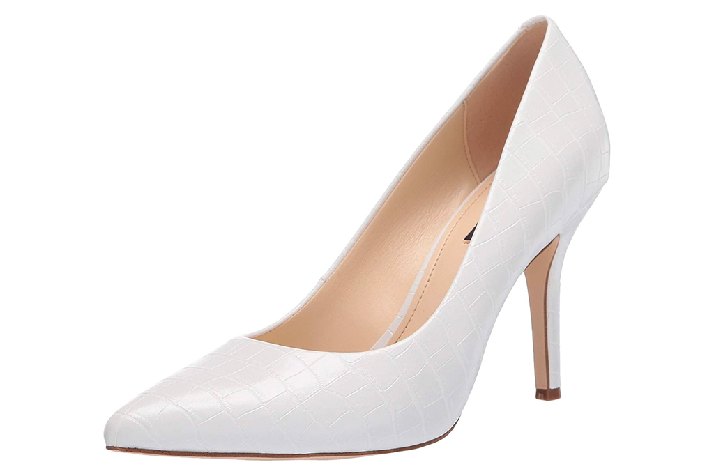 nine west, heels, white