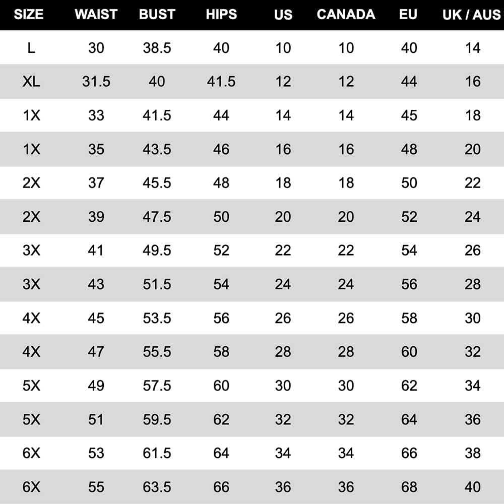 Plus size size chart