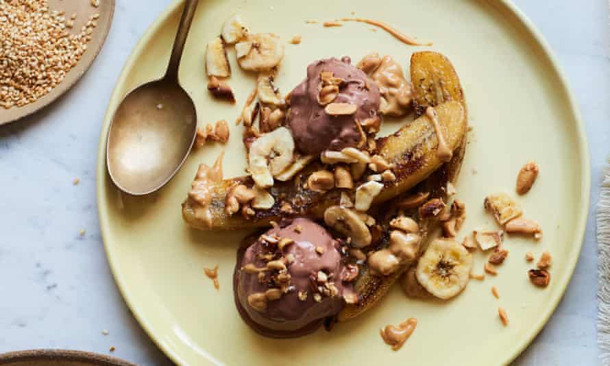 Claire Thomson’s banana splits with chocolate ice-cream.