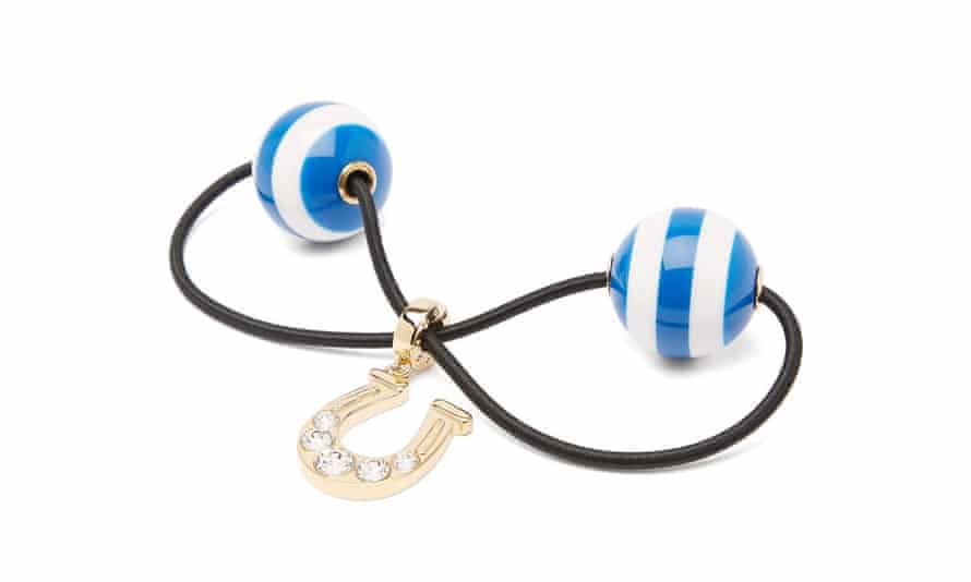 Miu Miu hair bobble with blue striped bead from Matchesfashion spring summer 2022 fashion trend