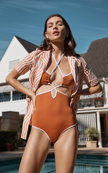 swimwear trends 2022 Ephemera Weave One-Piece Swimsuit Available at Moda Operandi