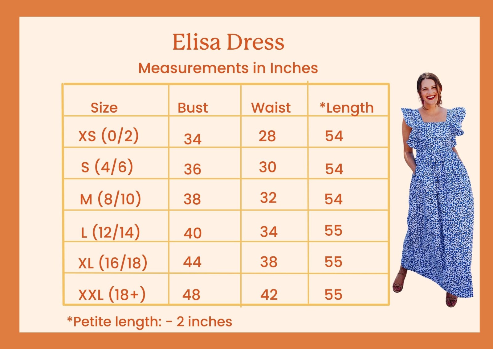 Elisa dress measurements