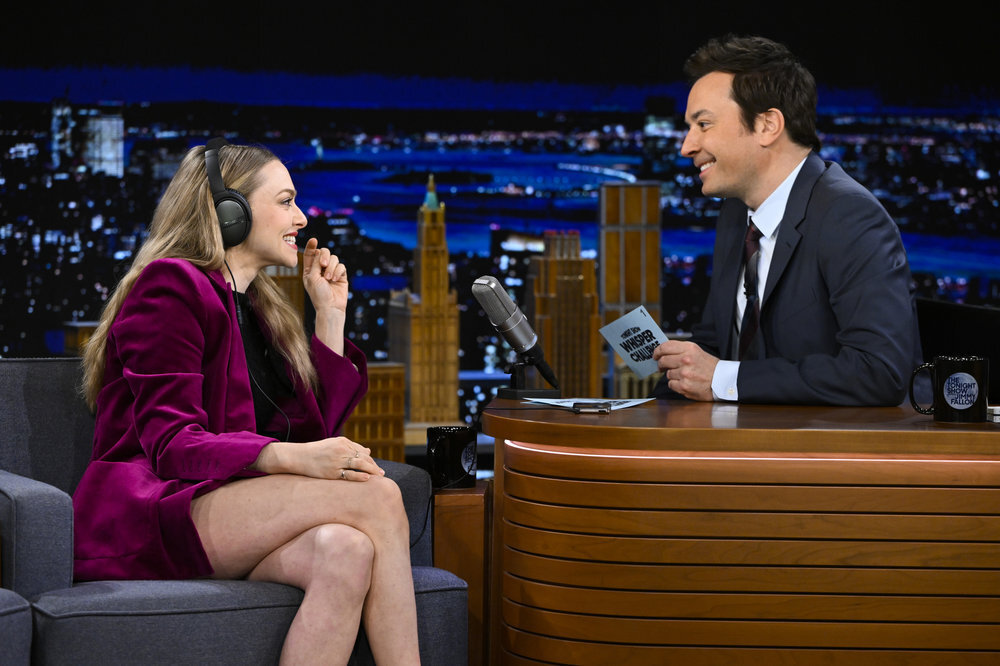 Amanda Seyfried, Jimmy Fallon, The Tonight Show, Zadig & Voltaire, Suit