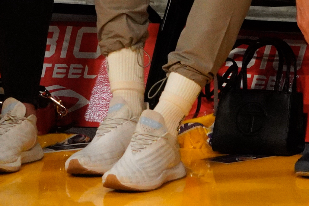 Allyson Felix, white sneakers, LA Lakers, April 8 2022