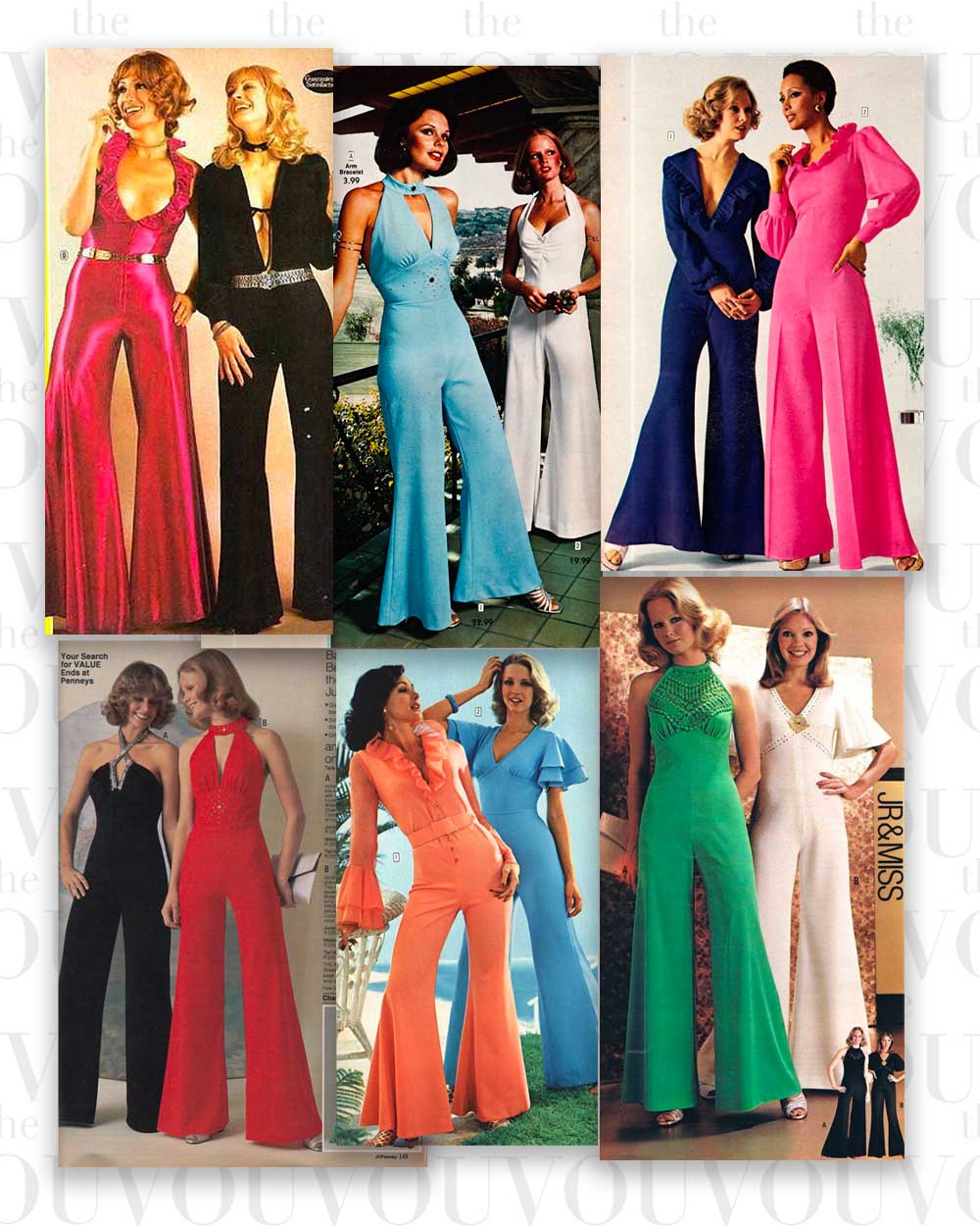 70s Flared Leg Jumpsuits