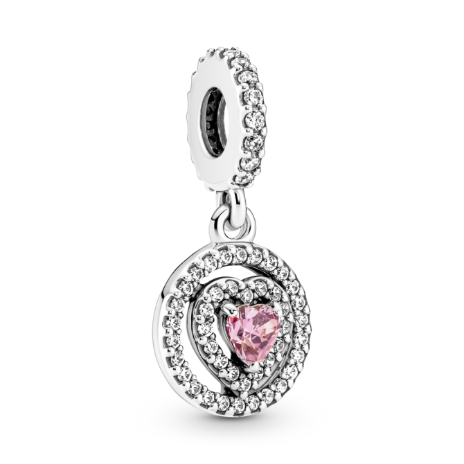 Sparkling Double Halo Heart Dangle Charm