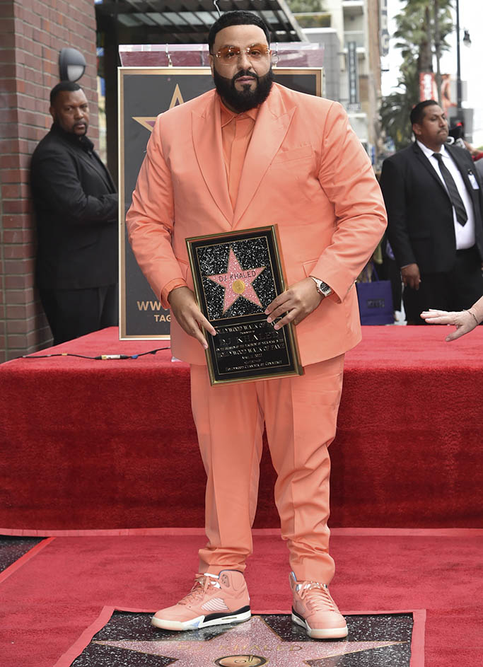 DJ Khaled attends a ceremony honoring him with a star on the Hollywood Walk of Fame on Monday, April 11, 2022, in Los Angeles. (Photo by Richard Shotwell/Invision/AP)