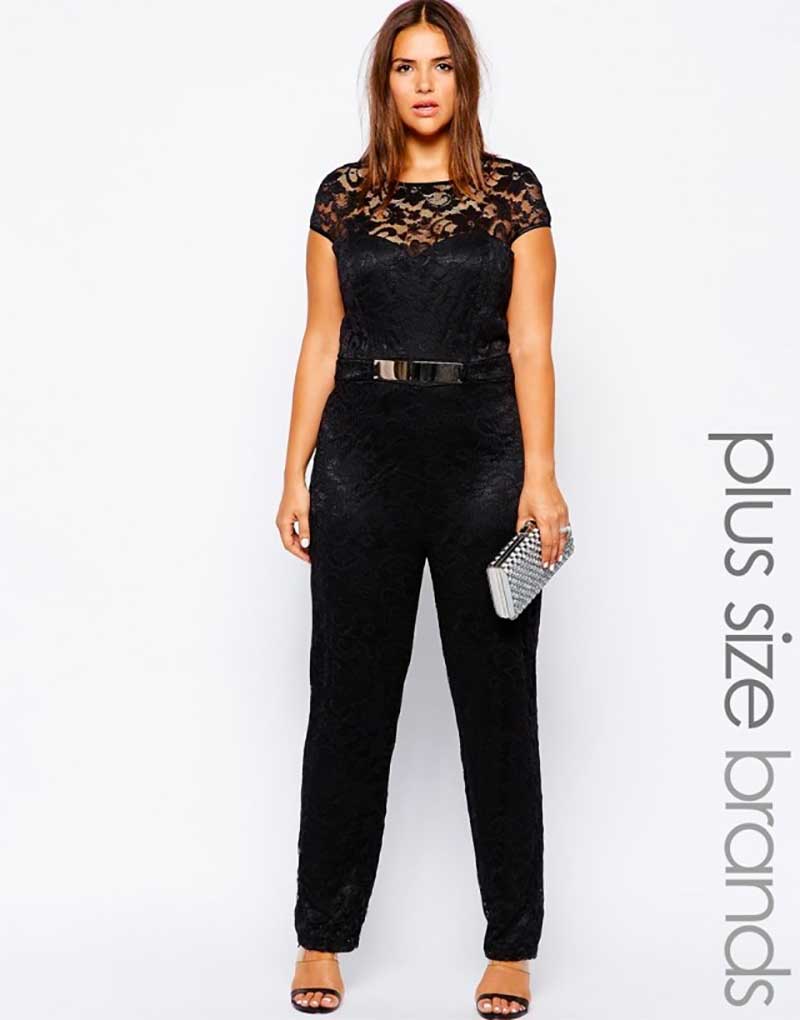 Asos curve lipstick boutique plus v-neck lace jumpsuit