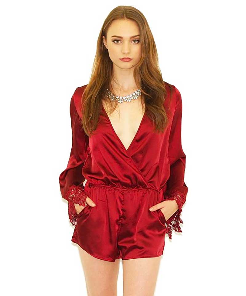 bluefly west coast wardrobe harley long sleeve romper wine