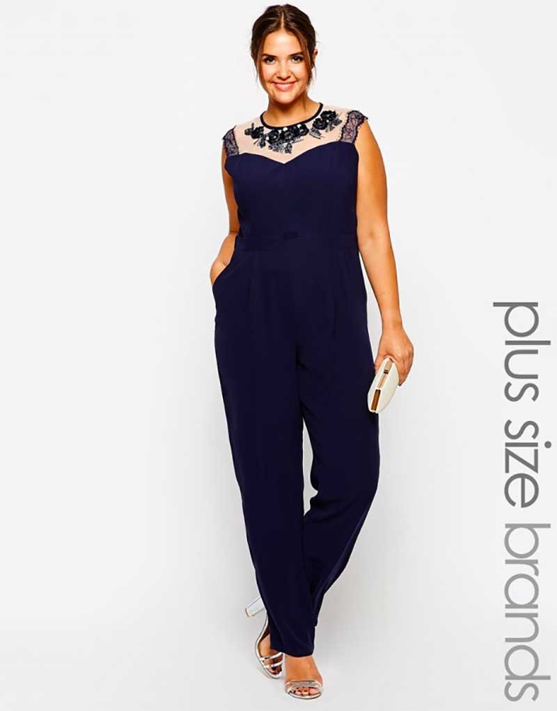 asos plus little mistress embellished mesh insert jumpsuit