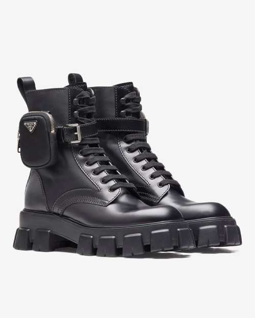 Prada Monolith Leather Ankle Boots