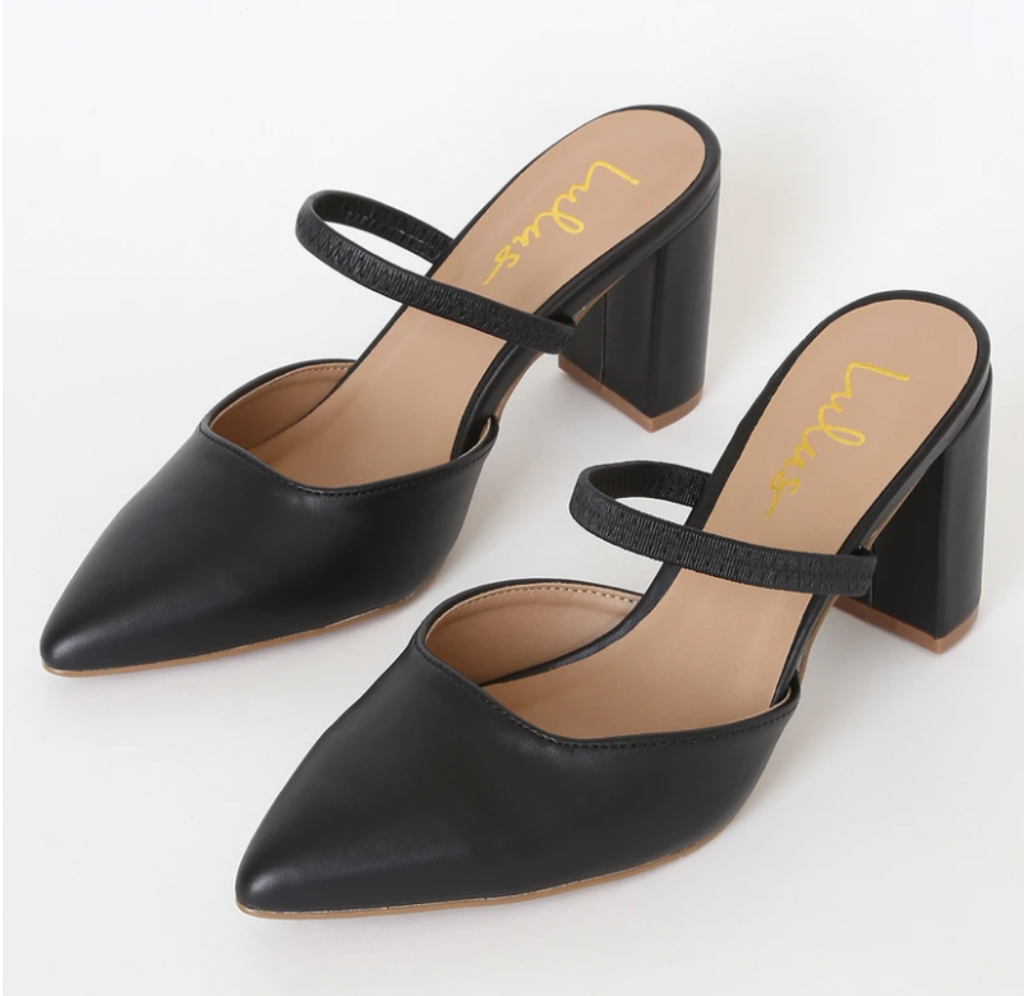 Maryna Black Pointed-Toe Mules