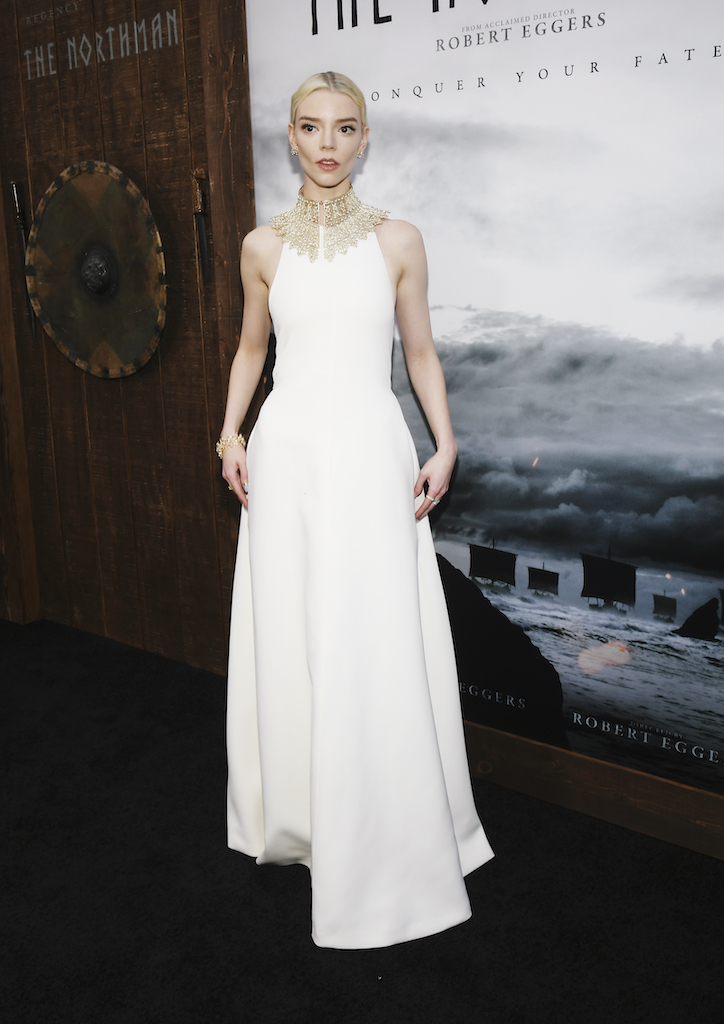 Anya-Taylor Joy, white dress, Dior, 'The Northman' premiere, april 18 2022, los angeles