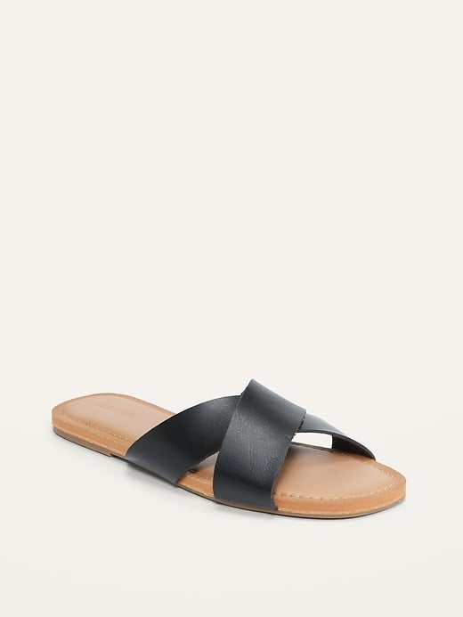 Criss-Cross Faux-Leather Sandals