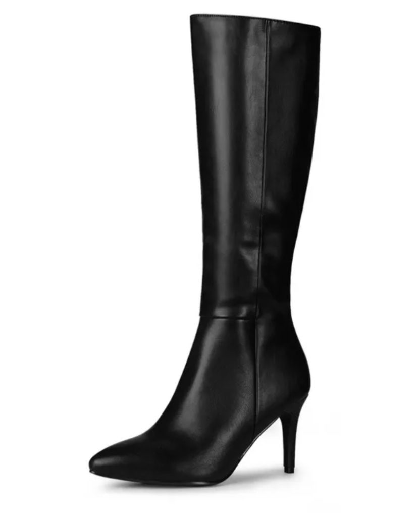 Allegra K Women's High Heels Pointed Toe Stiletto Heel Knee High Boots