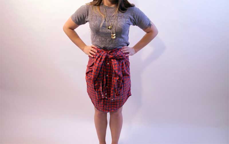 how to turn a shirt into a skirt no sew