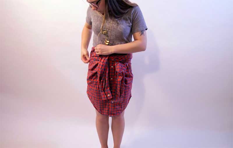 How do you tie a shirt into a skirt?