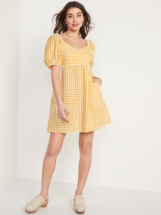 Old Navy Fit & Flare Puff-Sleeve Seersucker All-Day Mini Dress
