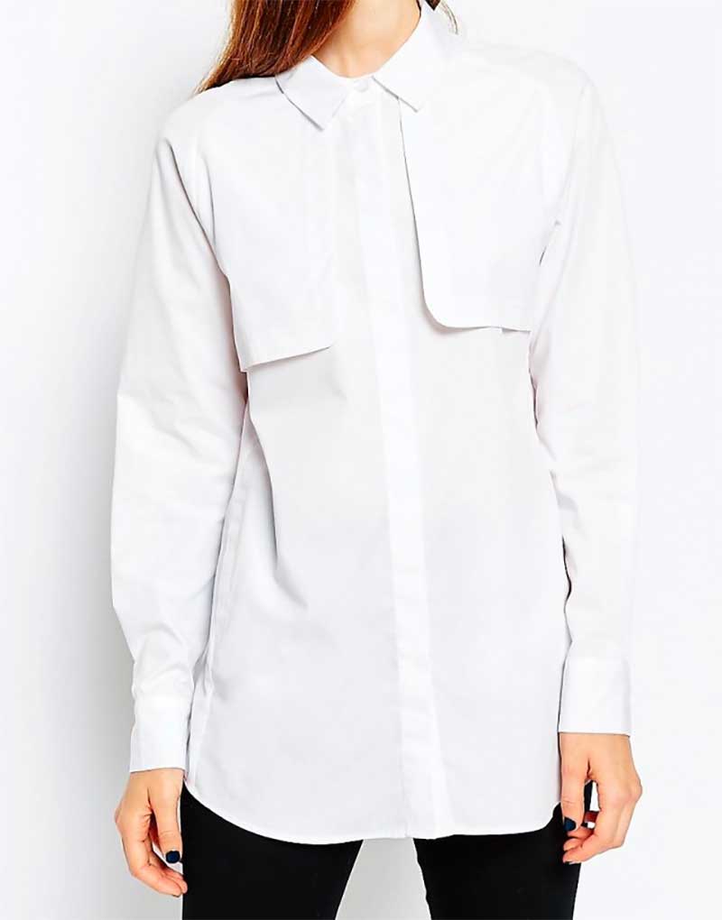 ASOS Premium Trench Detail White Shirt