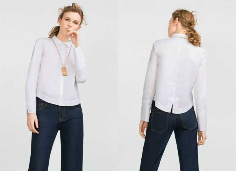 Cropped Poplin Shirt with Back Detail