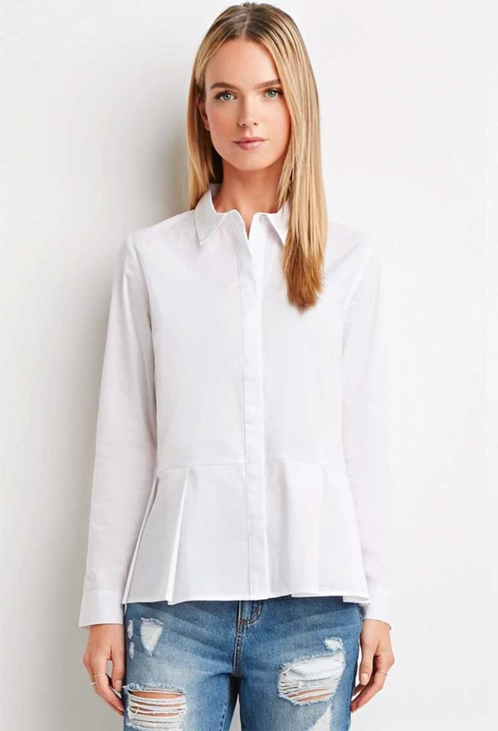 Contemporary Collared Peplum Shirt