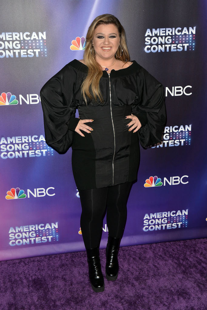 Kelly Clarkson, American Song Contest, all black, boots, April 25 2022