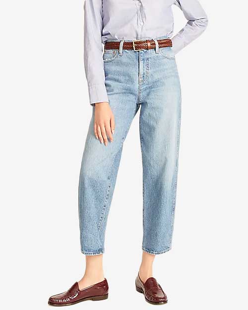 High-rise Peggy tapered jean in Delancey wash