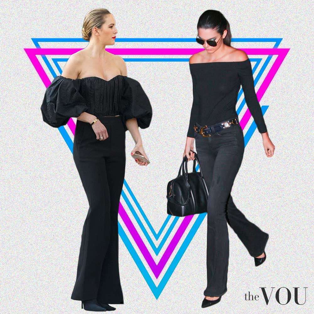 Match Off-the-shoulder Tops With Tight Flared Pants