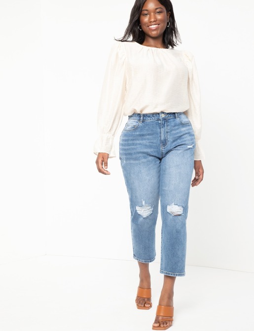 Eloquii Classic Fit Stretch Denim Mom Jean