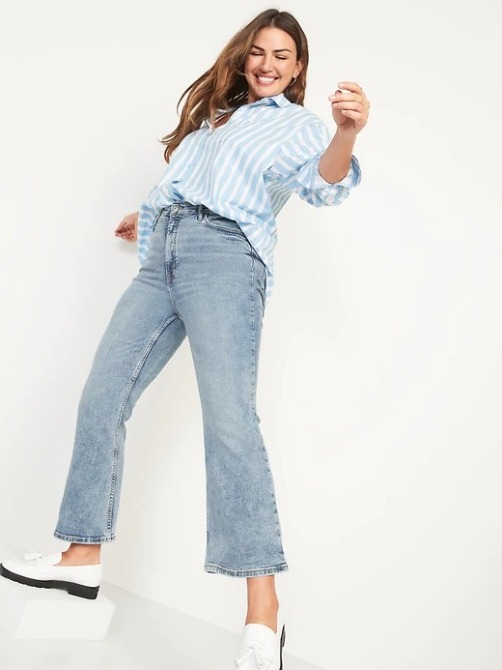 Old Navy Higher High-Waisted Cropped Light-Wash Flare Jeans