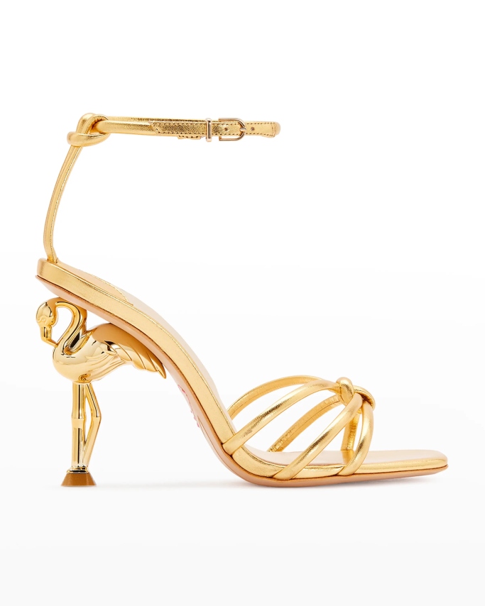 Sophia Webster 'Flo' Metallic Flamingo Heel Sandals