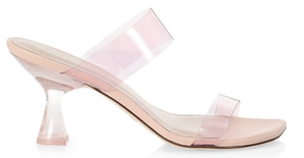 Stuart Weitzman, sandals, PVC sandals, heeled sandals, stiletto sandals, beige sandals, pink sandals