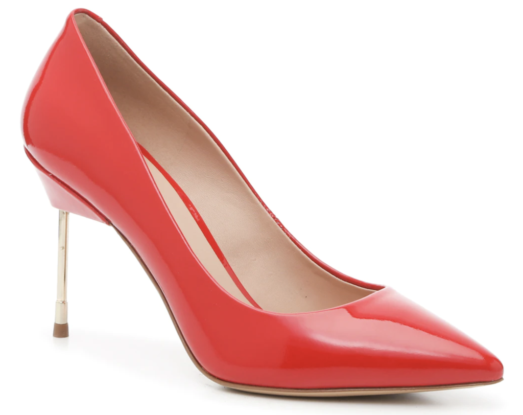 Kurt Geiger, pumps, red pumps, leather pumps, pointed-toe pumps, stiletto pumps, gold pumps, metallic pumps