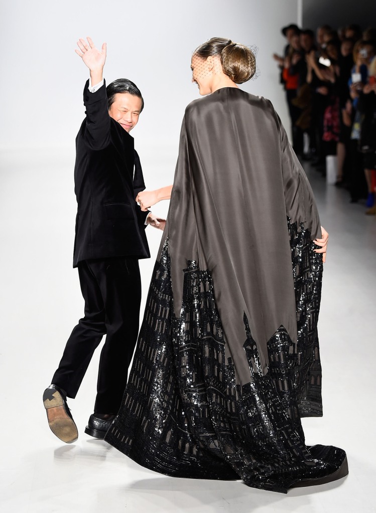 Designer Zang Toi featured a similar cape during Mercedes-Benz Fashion Week Fall 2015 at The Salon at Lincoln Center on February 17, 2015.