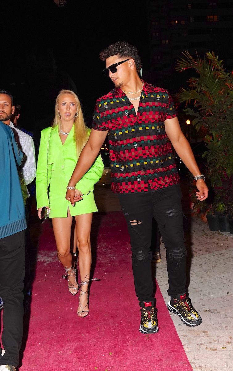 NFL superstar quarterback Patrick Mahomes and Brittany Matthews are spotted at Carbone Beach in Miami Beach, Florida.Pictured: Brittany Matthews,Patrick Mahomes Ref: SPL5308509 070522 NON-EXCLUSIVE Picture by: Pichichipixx / SplashNews.com Splash News and Pictures USA: +1 310-525-5808 London: +44 (0)20 8126 1009 Berlin: +49 175 3764 166 photodesk@splashnews.com World Rights