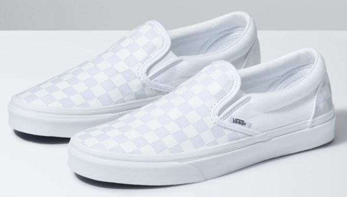 checkerboard white vans slip-on sneakers