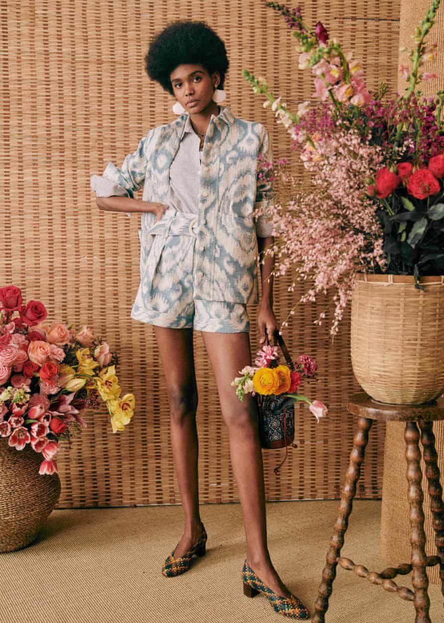 Best women’s shorts to wear summer 2022 blue and white printed and belted by Sezane