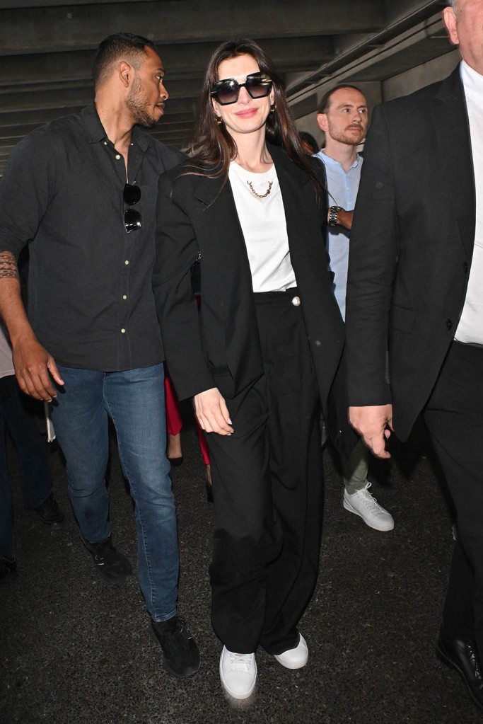 Anne Hathaway, Cannes Film Festival, Black Suit, White Sneakers