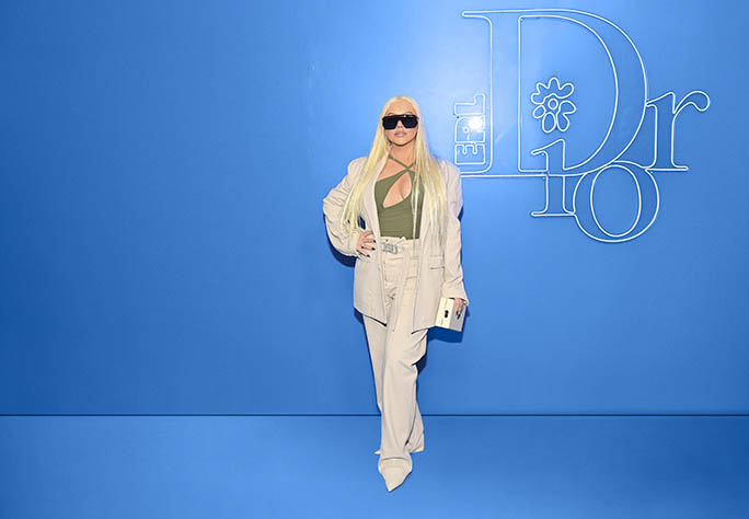 Christina Aguilera, Dior Men's 2023 fashion show, White Suit, Pointy Shoes